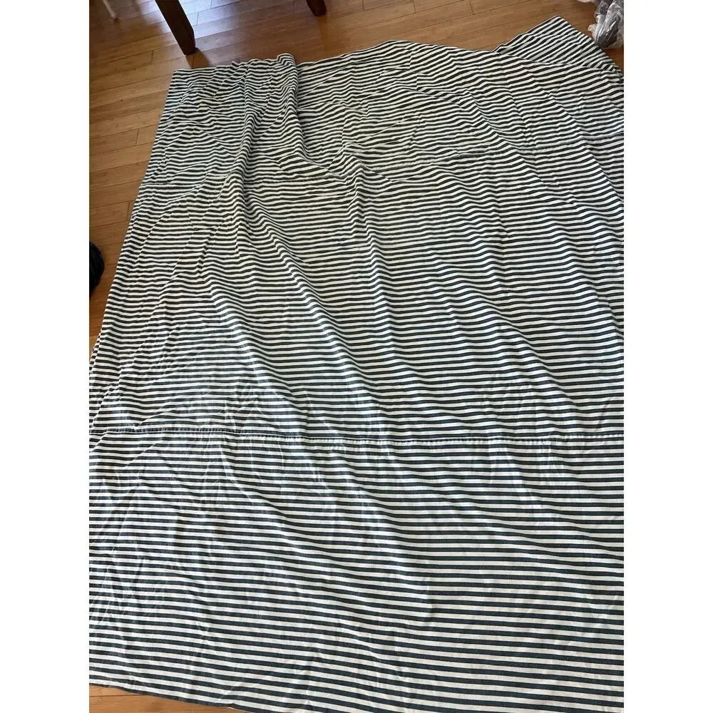 Full Duvet Cover Striped Navy Blue White 100% Heavy Cotton Minimalist Durable